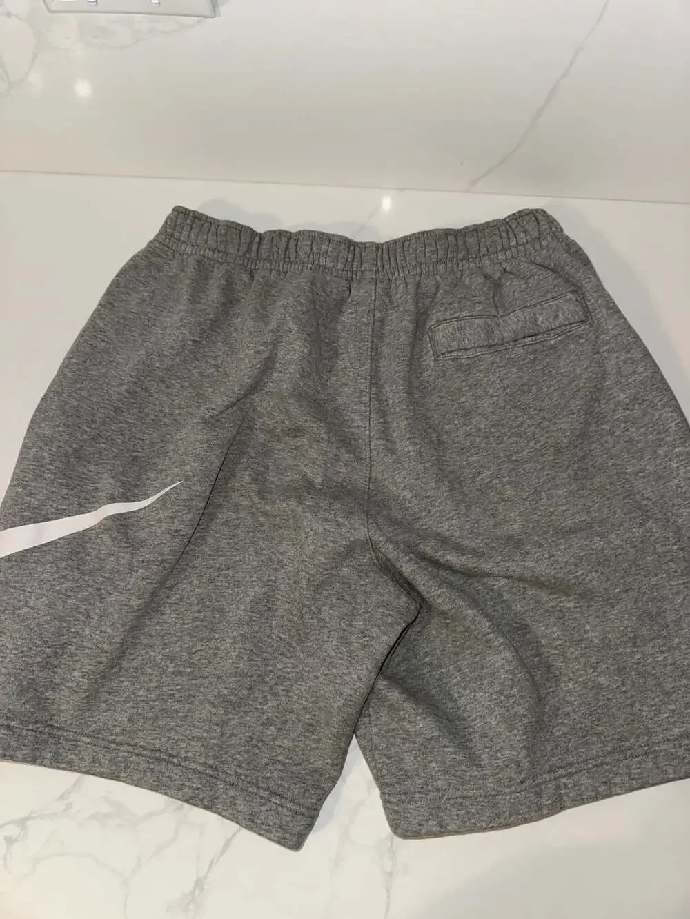 Nike Gray Fleece Athletic Shorts with White Swoosh Size Large